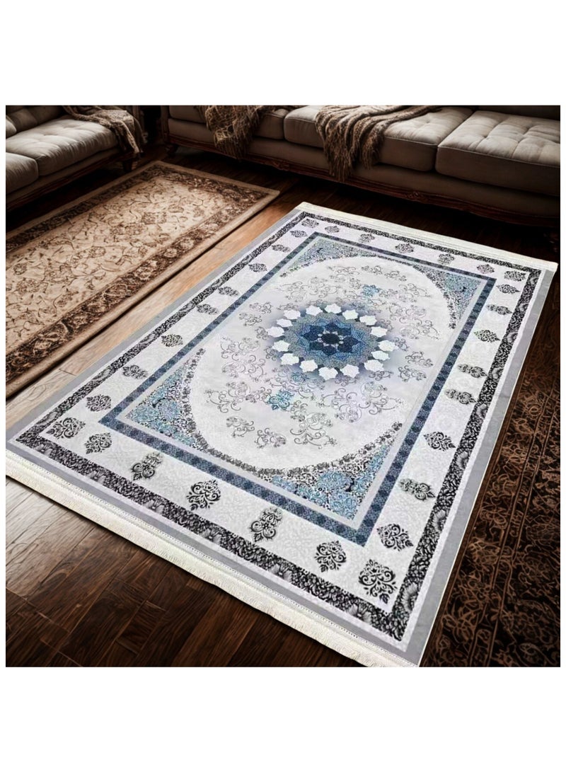 SMART HOME Large padded floor mat with a soft velvet surface and non-slip backing - Living room rug - Majlis rug - Lounge rug - Luxurious decorative rug - Elegant rug with modern patterns for living rooms and majlis - Size 400x300cm - Suitable for everyday use and entertaining - Image 3
